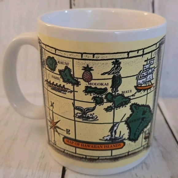Map Of The Hawaiian Islands: Mug. 1996. Island Heritage. Maui Kauai Oahu Molokai - Picture 3 of 16